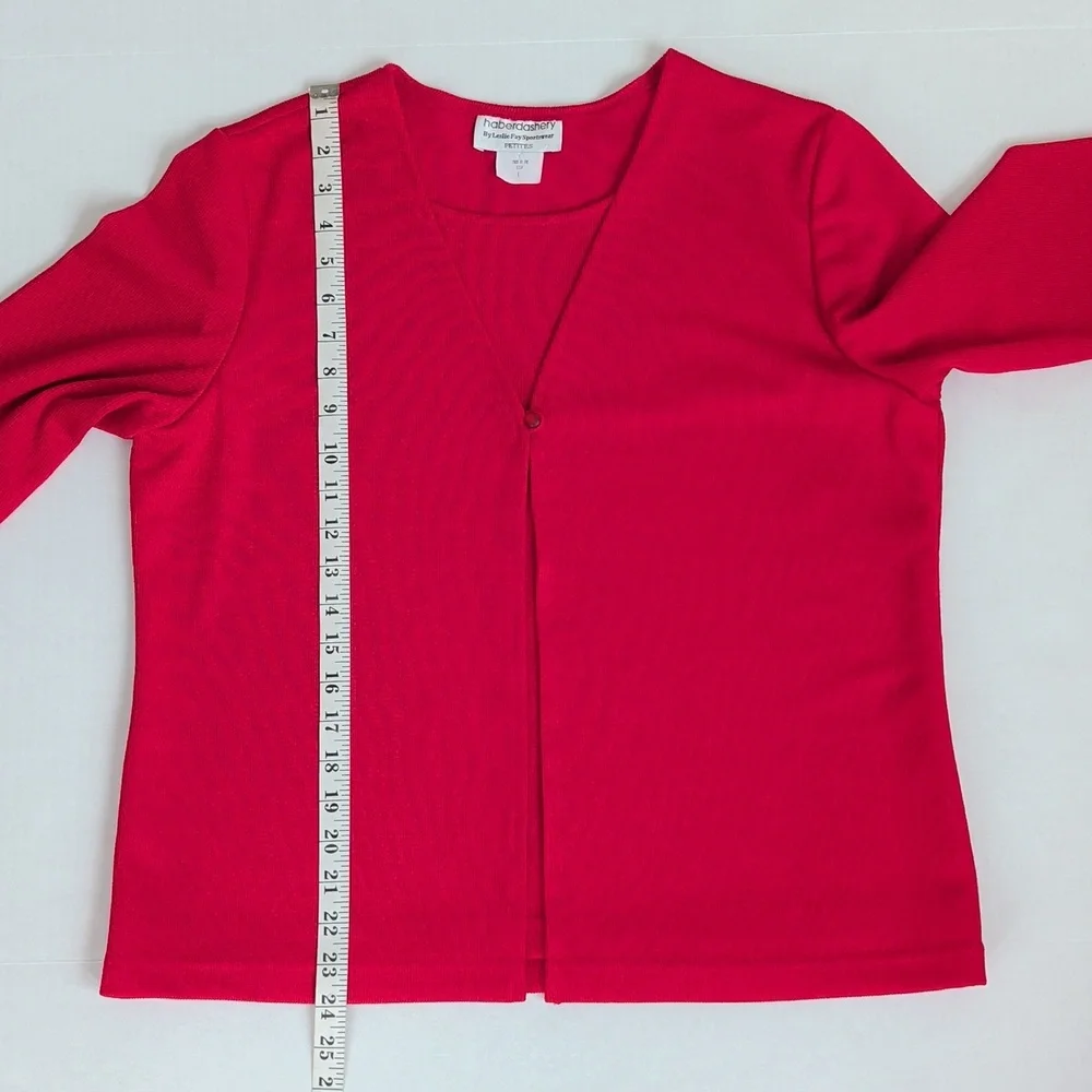 Vtg. Haberdashery by Leslie Fay Sportswear Mock Two-Piece Cardigan LP Red - Picture 14 of 15